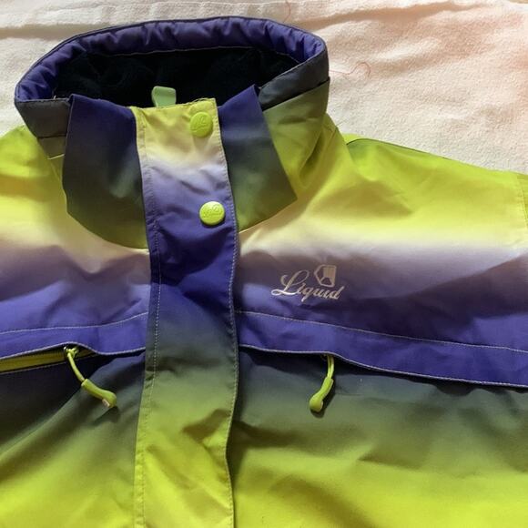 Liquid performance womens large ski snowboard winter coat jacket blue green neon - Picture 4 of 14